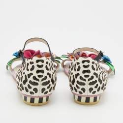 Pre Owned Sophia Webster Multicolor Leather Lilico Embellished Flat Sandals Size 39.5