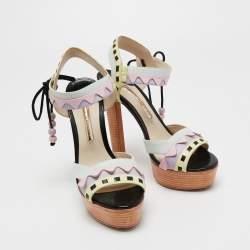 Sophia Webster Multicolor Leather Riko Pastel Platform Sandals Size 39.5