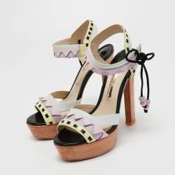 Sophia Webster Multicolor Leather Riko Pastel Platform Sandals Size 39.5