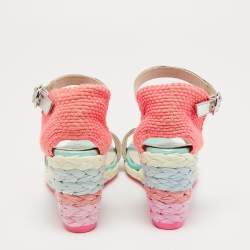 Sophia Webster Multicolor Fabric And Leather Lucita Wedge Ankle Strap Espadrille Sandals Size 36