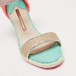 Sophia Webster Multicolor Fabric And Leather Lucita Wedge Ankle Strap Espadrille Sandals Size 36