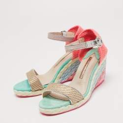 Sophia Webster Multicolor Fabric And Leather Lucita Wedge Ankle Strap Espadrille Sandals Size 36