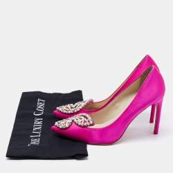 Sophia Webster Pink Satin Bibi Butterfly Embellished Pumps Size 39