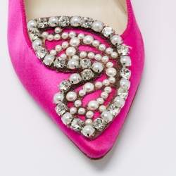 Sophia Webster Pink Satin Bibi Butterfly Embellished Pumps Size 39