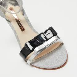 Sophia Webster Silver/Black Glitter, Patent and Leather Andie Sandals Size 37