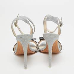 Sophia Webster Silver/Black Glitter, Patent and Leather Andie Sandals Size 37