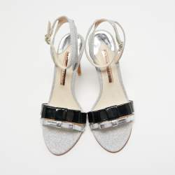Sophia Webster Silver/Black Glitter, Patent and Leather Andie Sandals Size 37