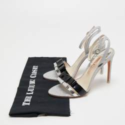 Sophia Webster Silver/Black Glitter, Patent and Leather Andie Sandals Size 37