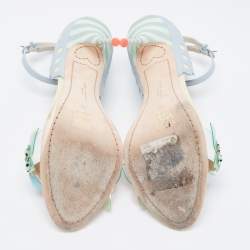 Pre Owned Sophia Webster Multicolor Leather Lilico Floral Embellished Ankle Strap Sandals Size 39