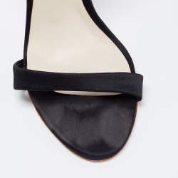 Pre Owned Sophia Webster Black Satin Crystal Embellished Evangeline Sandals Size 37