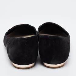 Pre Owned Sophia Webster Black Embroidered Suede Bibi Butterfly Pointed Toe Ballet Flats Size 38.5