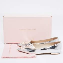Sophia Webster Silver Patent Leather Bibi Butterfly Flats Size 37.5