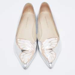 Sophia Webster Silver Patent Leather Bibi Butterfly Flats Size 37.5