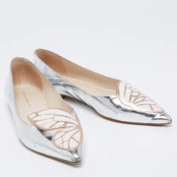 Sophia Webster Silver Patent Leather Bibi Butterfly Flats Size 37.5