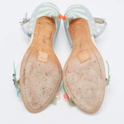 Pre Owned Sophia Webster Multicolor Leather Lilico Sequin Flower Embellished Ankle Strap Open Toe Sandals Size 37