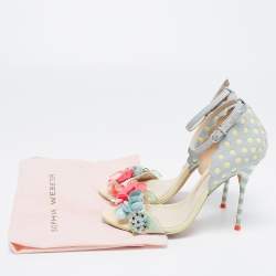 Pre Owned Sophia Webster Multicolor Leather Lilico Sequin Flower Embellished Ankle Strap Open Toe Sandals Size 37