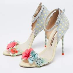 Pre Owned Sophia Webster Multicolor Leather Lilico Sequin Flower Embellished Ankle Strap Open Toe Sandals Size 37