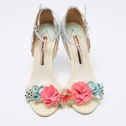 Pre Owned Sophia Webster Multicolor Leather Lilico Sequin Flower Embellished Ankle Strap Open Toe Sandals Size 37