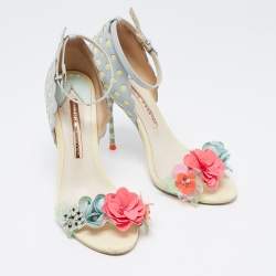 Pre Owned Sophia Webster Multicolor Leather Lilico Sequin Flower Embellished Ankle Strap Open Toe Sandals Size 37