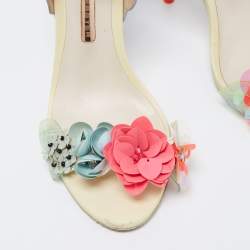 Pre Owned Sophia Webster Multicolor Leather Lilico Sequin Flower Embellished Ankle Strap Open Toe Sandals Size 37