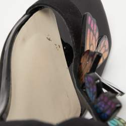 Pre Owned Sophia Webster Black Leather Butterfly Embellished  Sandals Size 38