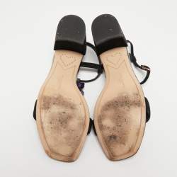 Pre Owned Sophia Webster Black Leather Butterfly Embellished  Sandals Size 38