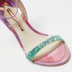 Sophia Webster Multicolor Patent Leather and Glitter Maya Ankle Strap Sandals Size 39.5