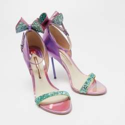 Sophia Webster Multicolor Patent Leather and Glitter Maya Ankle Strap Sandals Size 39.5