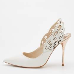 Sophia Webster White Leather Angelo Slingback Pumps Size 38.5