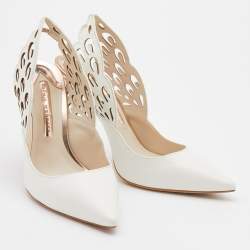 Sophia Webster White Leather Angelo Slingback Pumps Size 38.5