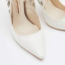 Sophia Webster White Leather Angelo Slingback Pumps Size 38.5