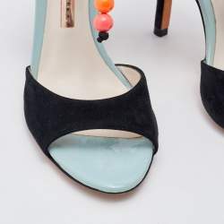 Sophia Webster Black Suede Embellished Ankle Tie Sandals Size 36