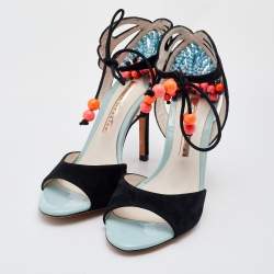 Sophia Webster Black Suede Embellished Ankle Tie Sandals Size 36
