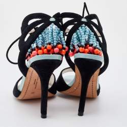 Sophia Webster Black Suede Embellished Ankle Tie Sandals Size 36