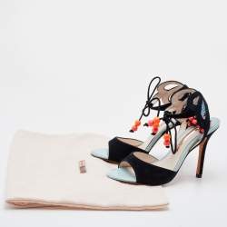 Sophia Webster Black Suede Embellished Ankle Tie Sandals Size 36