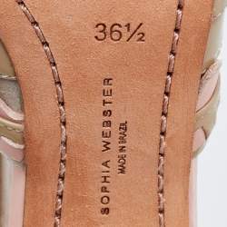 Pre Owned Sophia Webster Beige/Pink Suede and Patent Leather Riko Cut Out Sandals Size 36.5