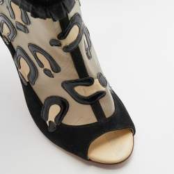 Sophia Webster Black Mesh and Suede Felice Booties Size 36