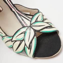 Sophia Webster Multicolor Patent Leather and Suede Flamingo T Bar Ankle Strap Sandals Size 39