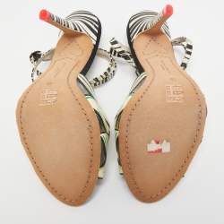 Sophia Webster Multicolor Patent Leather and Suede Flamingo T Bar Ankle Strap Sandals Size 39
