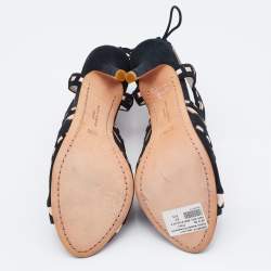 Pre Owned Sophia Webster Black/Rose Gold Suede and Leather Riko Cut Out Sandals Size 37.5