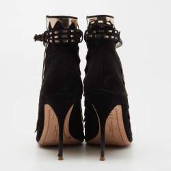 Pre Owned Sophia Webster Black/Gold Leather and Suede Electra Ankle Strap Pumps Size 40