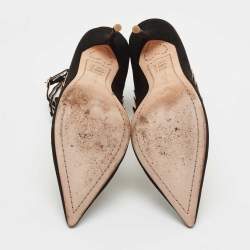 Pre Owned Sophia Webster Black/Gold Leather and Suede Electra Ankle Strap Pumps Size 40