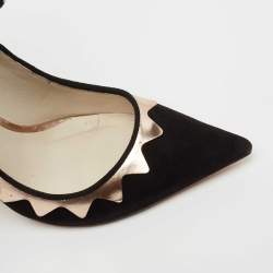 Pre Owned Sophia Webster Black/Gold Leather and Suede Electra Ankle Strap Pumps Size 40