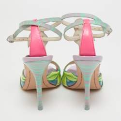 Pre Owned Sophia Webster Multicolor Leather Ankle Strap Sandals Size 38