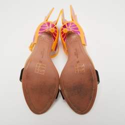 Pre Owned Sophia Webster Tricolor Leather and Suede Chiara Ankle Strap Sandals Size 36