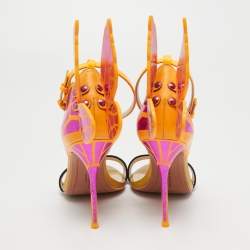 Pre Owned Sophia Webster Tricolor Leather and Suede Chiara Ankle Strap Sandals Size 36