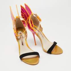 Pre Owned Sophia Webster Tricolor Leather and Suede Chiara Ankle Strap Sandals Size 36