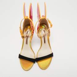 Pre Owned Sophia Webster Tricolor Leather and Suede Chiara Ankle Strap Sandals Size 36