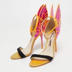 Pre Owned Sophia Webster Tricolor Leather and Suede Chiara Ankle Strap Sandals Size 36