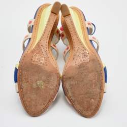 Sophia Webster Multicolor Leather and Suede Wedge Sandals Size 36